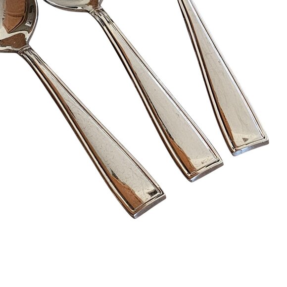 4 Reed Barton Benson Spoon 6" stainless vtg Outline Flat Tip minimalist retro r - Picture 10 of 11